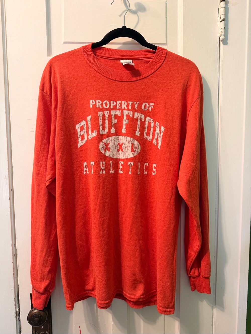 Jerzees Orange Long-Sleeve Crewneck 'Property of Bluffton Athletics'